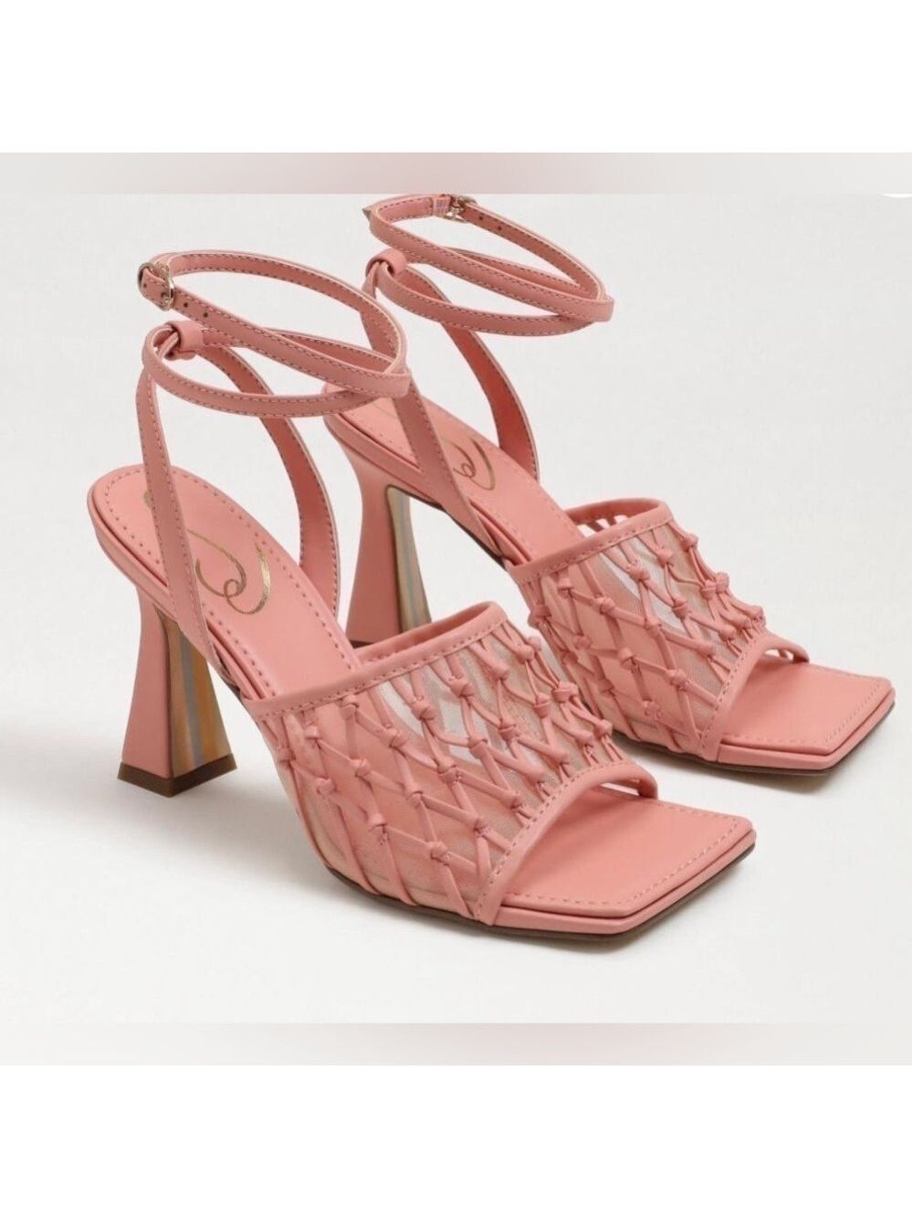 NIB Sam Edelman Candice Faux Leather Square Toe Heels Strappy Sandals